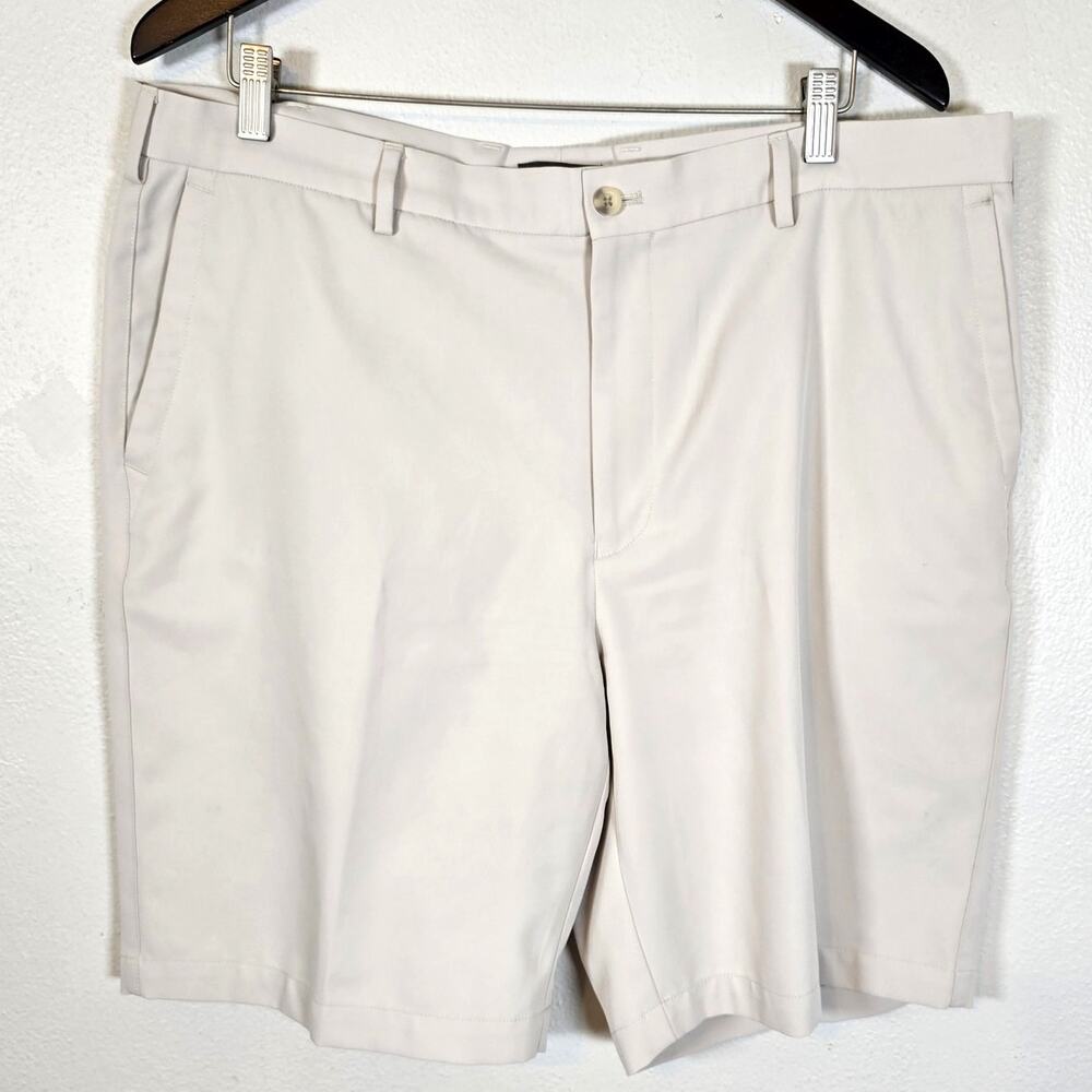 Peter Millar Crown Sport Shorts Men's 38 Light Tan Golf Athleisure Casual Summer